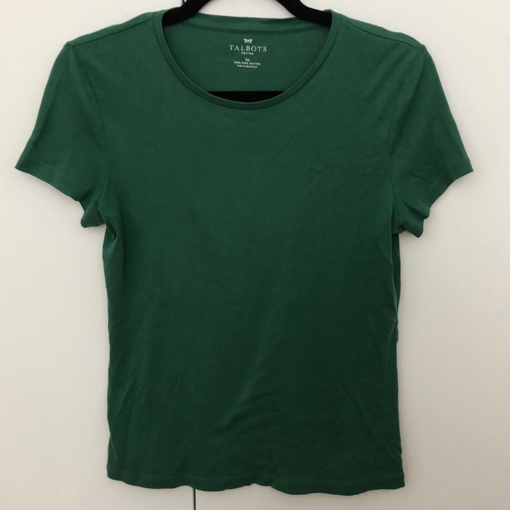 Talbots green pima cotton tee. Petite small.